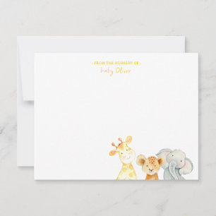 Carte De Remerciements Animaux de style aquarelle mignons pour la nurseri