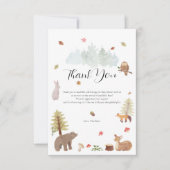 Carte De Remerciements Animaux des bois Baby shower d'automne d'automne (Devant)