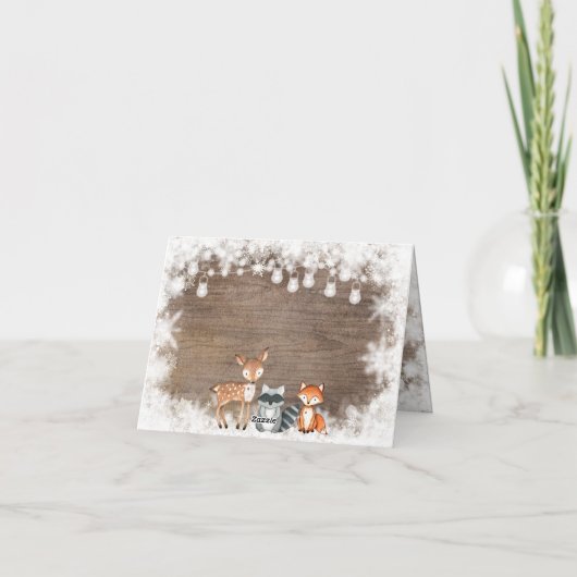 Carte De Remerciements Animaux d'hiver rustiques Bois plié (Dos)