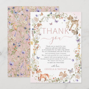 Carte De Remerciements Animaux Fantaisistes de la Forêt Fleur Sauvage Bab