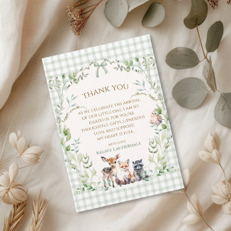 Carte De Remerciements Animaux mignons de la forêt, fête prénatale pour b