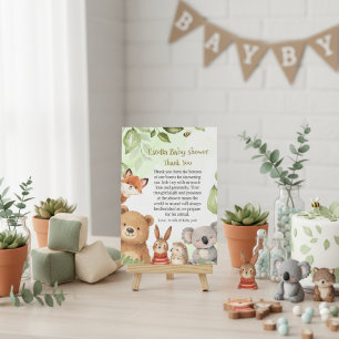 Carte De Remerciements Animaux Mignons Fête de Naissance Bois Verdure
