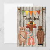 Carte De Remerciements Animaux mignons, Pèlerins Indiens Thanksgiving Fla (Devant / Derrière)