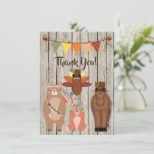 Carte De Remerciements Animaux mignons, Pèlerins Indiens Thanksgiving Fla (Debout devant)