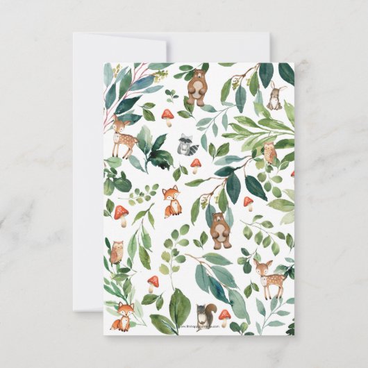 Carte De Remerciements Animaux rustiques en bois Baby shower Garçon neutr (Dos)