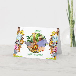 Carte De Remerciements Animaux Sauvage Un Jungle verdure safari Pour les