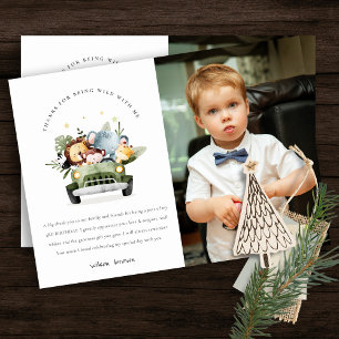 Carte De Remerciements Animaux sauvages de la jungle tropicale en voiture