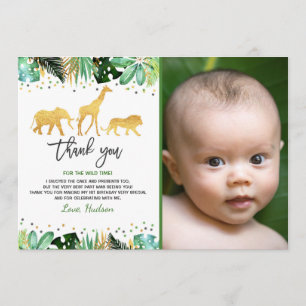 Carte De Remerciements Animaux sauvages d'une d'anniversaire jungle de