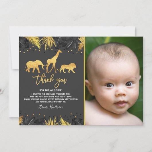 Carte De Remerciements Animaux sauvages d'une d'anniversaire jungle de (Devant)