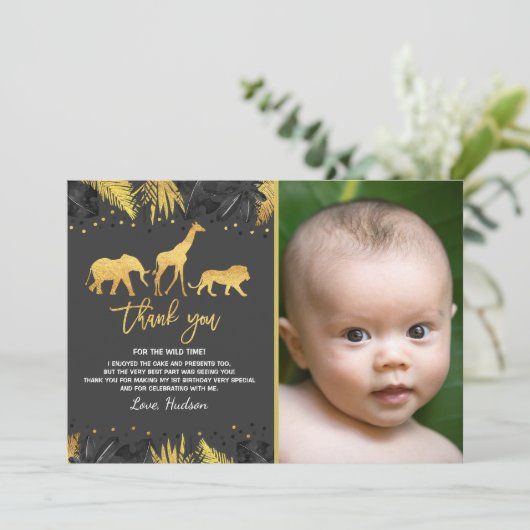 Carte De Remerciements Animaux sauvages d'une d'anniversaire jungle de (Debout devant)