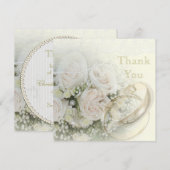 Carte De Remerciements Anneaux de mariage, roses, colombes et dentelle Me (Devant / Derrière)