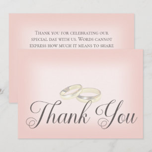 Carte De Remerciements Anneaux Mariage or sur Mariage Blush