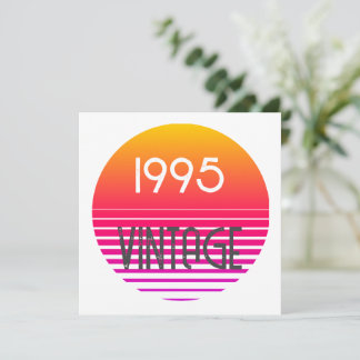 Carte De Remerciements Anniversaire 30 ans Vintage 1995 Néon Rayure Rétro