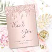 Carte De Remerciements Anniversaire 50 gouttes d'or rose