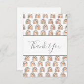 Carte De Remerciements Anniversaire arc-en-ciel motif rose blanche or (Devant / Derrière)