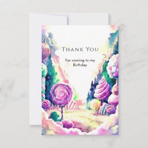 Carte De Remerciements Anniversaire au Pays des Friandises pour Enfants