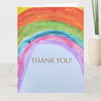 Carte De Remerciements Anniversaire Authentique Enfant Aquarelle Arc-en-c
