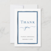 Carte De Remerciements Anniversaire blanc bleu élégant (Devant)