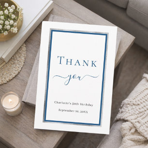 Carte De Remerciements Anniversaire blanc bleu élégant