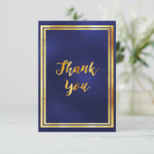 Carte de remerciements anniversaire bleu marine bl (Debout devant)