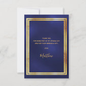 Carte de remerciements anniversaire bleu marine bl (Dos)