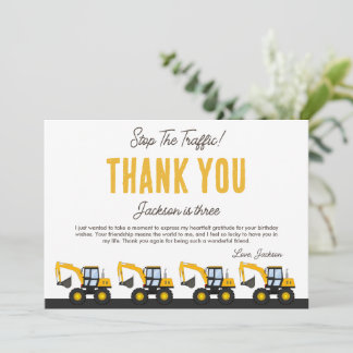 Carte De Remerciements Anniversaire Camion de Construction | Décor Person