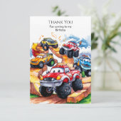 Carte De Remerciements Anniversaire camion monstre de la route magique (Debout devant)