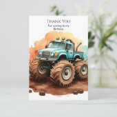 Carte De Remerciements Anniversaire camion monstre Simple Boho Wheels (Debout devant)