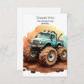 Carte De Remerciements Anniversaire camion monstre Simple Boho Wheels (Devant / Derrière)