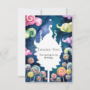 Carte De Remerciements Anniversaire Candyland aquarelle enchantée