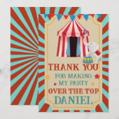 Carte De Remerciements Anniversaire Cirque qui Déborde (Devant / Derrière)