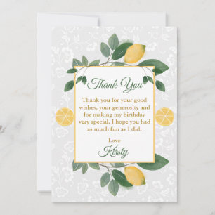 Carte De Remerciements Anniversaire citrons siciliens aquarelle
