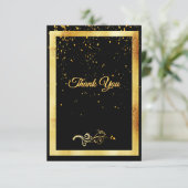 Carte de remerciements anniversaire confetti en or (Debout devant)