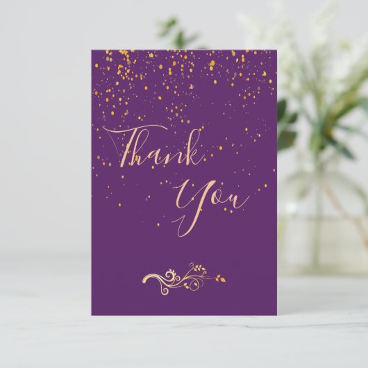 Carte de remerciements anniversaire confetti en or (Debout devant)