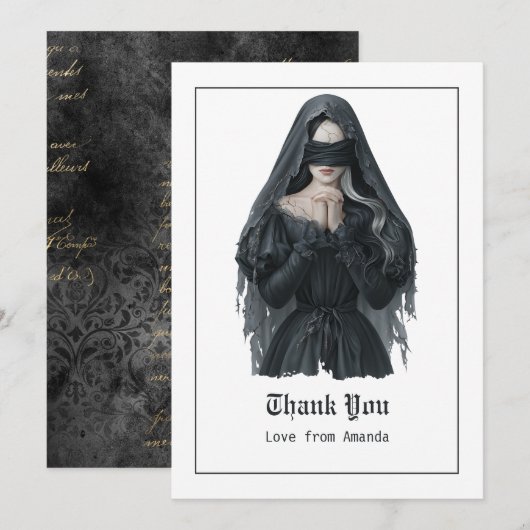 Carte De Remerciements Anniversaire Dark Gothic (Devant / Derrière)