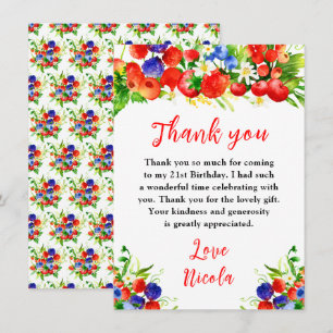 Carte De Remerciements Anniversaire de Berries Mixtes d'Été