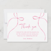 Carte De Remerciements Anniversaire de Bow rose délicat (Devant)