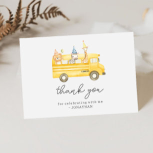 Carte De Remerciements Anniversaire de bus scolaire jaune