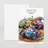 Carte De Remerciements Anniversaire de camion monstre mignon et fantaisis (Devant / Derrière)