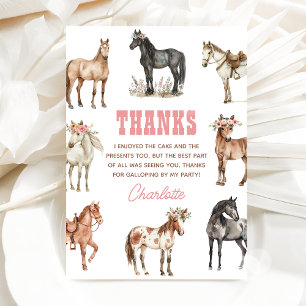 Carte De Remerciements Anniversaire de Cheval Fête de Poney