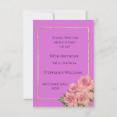 Carte De Remerciements  Anniversaire de Confetti Floral & Parties scintil (Dos)