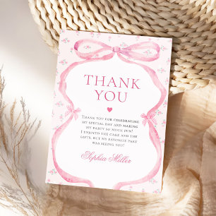 Carte De Remerciements Anniversaire de Coquette Pink Bow