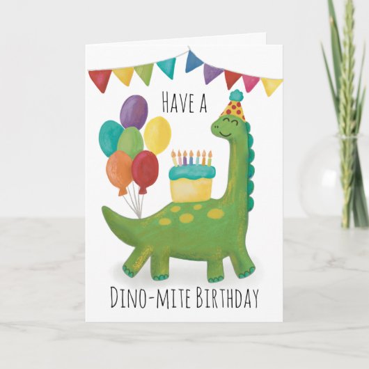 Carte De Remerciements Anniversaire de Cute Dinosaur (Devant)