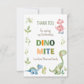 Carte De Remerciements anniversaire de Dino-mite (Devant)