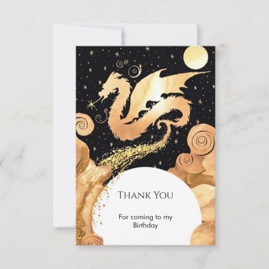 Carte De Remerciements Anniversaire de Dragon Simple Enchanted (Devant)