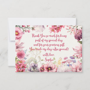 Carte De Remerciements Anniversaire de enfant d'aquarelle de jardin de fé