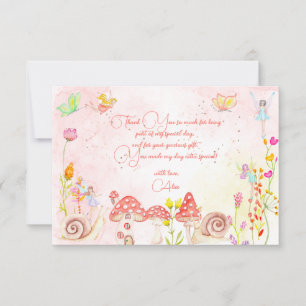 Carte De Remerciements Anniversaire de enfant d'aquarelle de jardin de fé