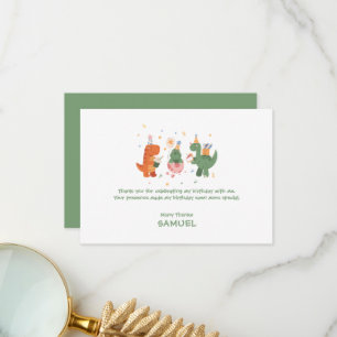 Carte De Remerciements Anniversaire de enfant de dinosaures enfantins col