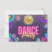 Carte De Remerciements Anniversaire de enfant de la soirée de danse Neon (Dos)