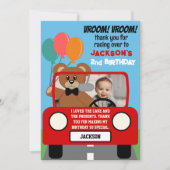 Carte De Remerciements Anniversaire de enfant de voiture de course rouge  (Devant)